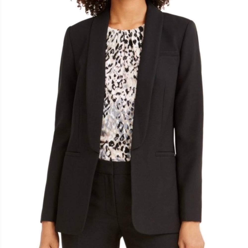 Calvin Klein Parker Twill Black Open Front Blazer Size 2